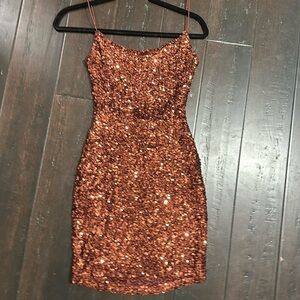 Party dress, burnt orange,size 2, brand-Dillards